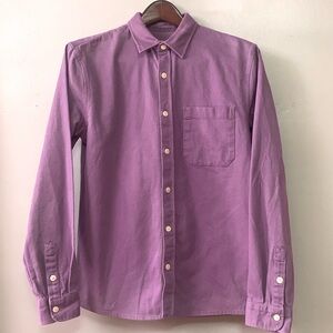 Zara Men's Purple Cotton Corduroy Button Down Long Sleeve Shacket Shirt